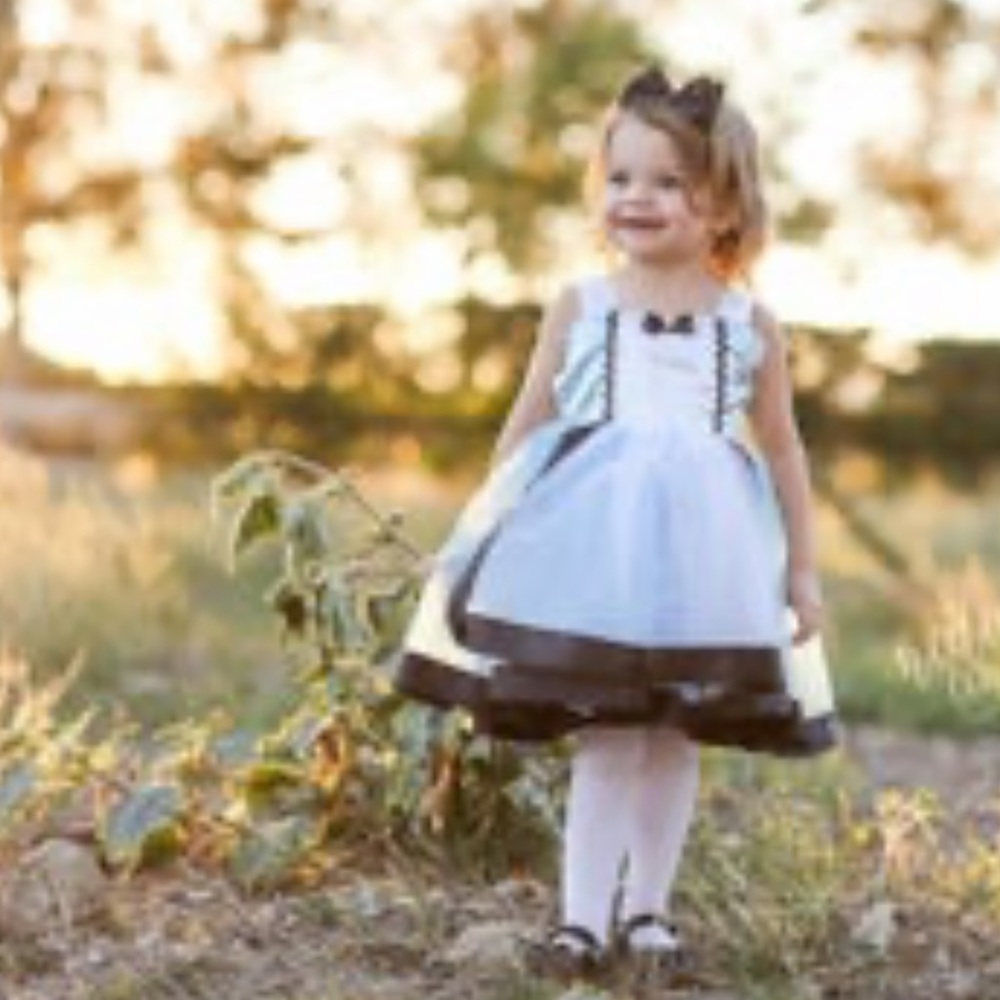 Custom Alice in Wonderland Halloween Dress with Matching Leg Warmers.